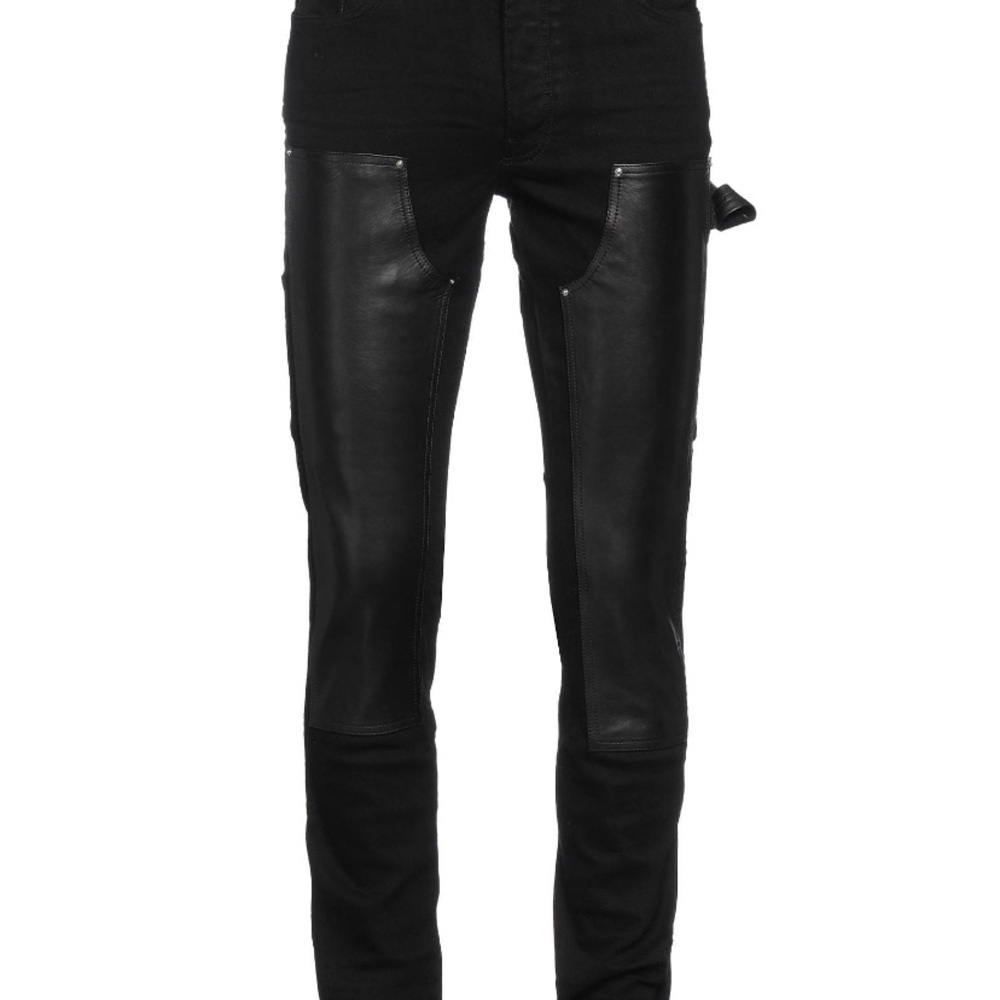 Stylish Black Leather Panel Pants